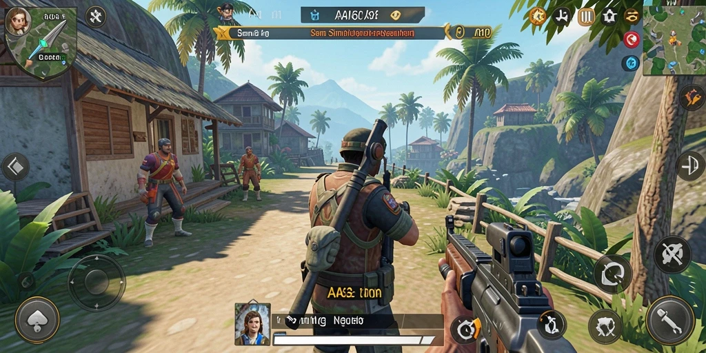 Screenshot utama gameplay AA62 yang menampilkan interaksi dan manajemen karakter.