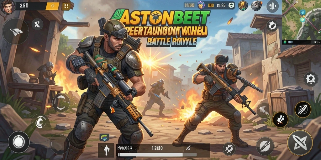 Gameplay seru ASTONBET dengan aksi pertarungan Battle Royale.