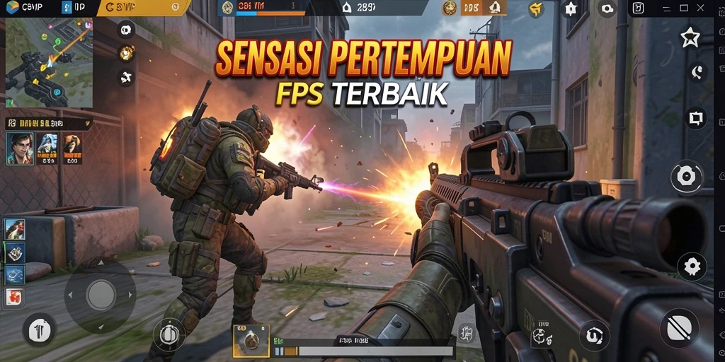 Tampilan gameplay mendebarkan dalam C8VIP dengan aksi FPS yang intens.