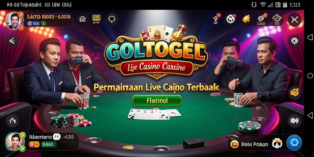 Tampilan gameplay Live Casino GOLTOGEL dengan dealer langsung.
