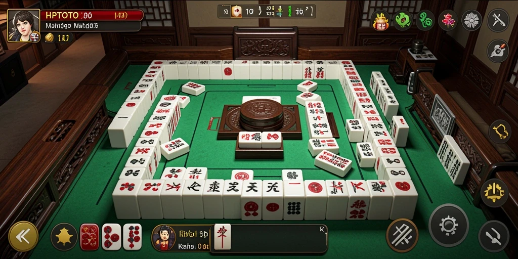 Screenshot gameplay HPTOTO menampilkan serunya permainan Mahjong.