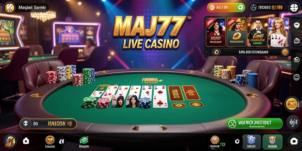 Tampilan utama gameplay MAJ777 dengan dealer langsung yang profesional.