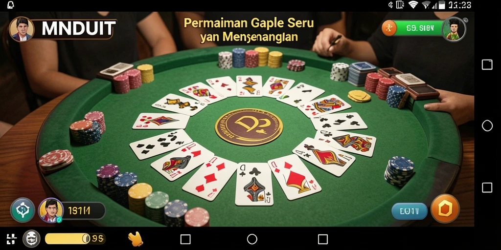 Tampilan gameplay Gaple yang seru dan menarik di MNDUIT.
