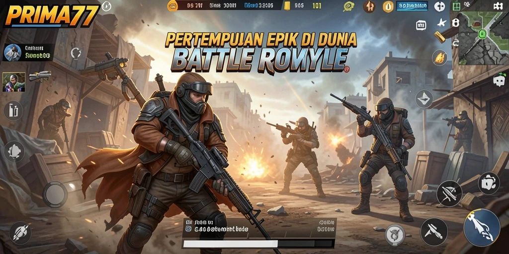 Gameplay intens di PRIMA77 dengan aksi Battle Royale yang mendebarkan.