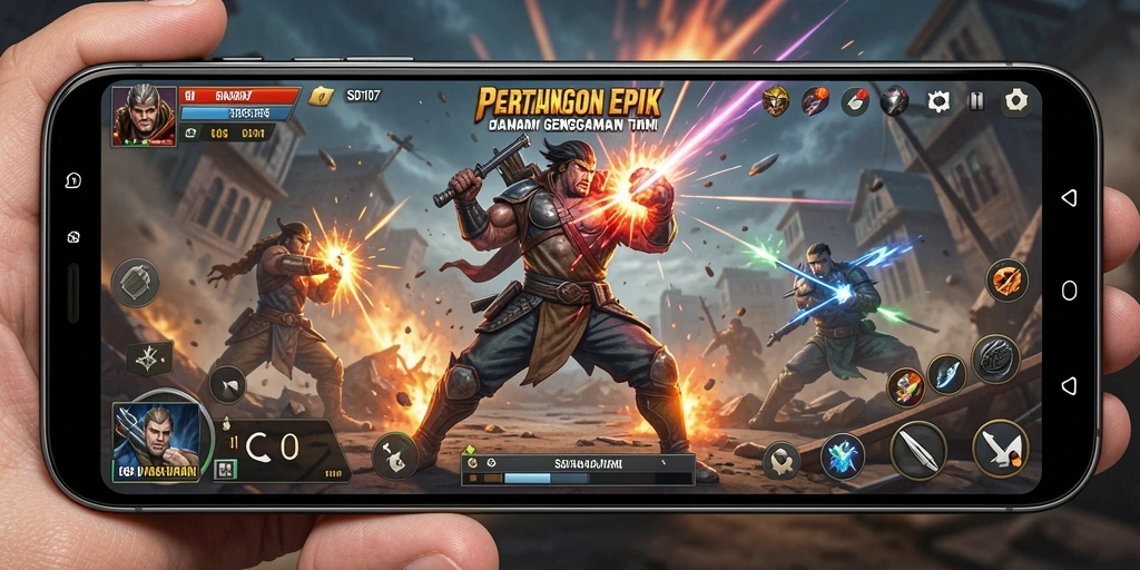 Gameplay <strong>SD107</strong> yang seru dengan pertarungan intens.