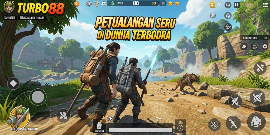 Tangkapan layar menampilkan aksi seru di dunia open world TURBO88.