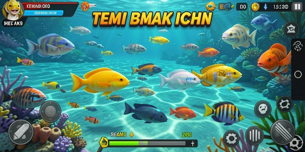 Tangkapan layar utama ZK9 menampilkan aksi seru menembak ikan.